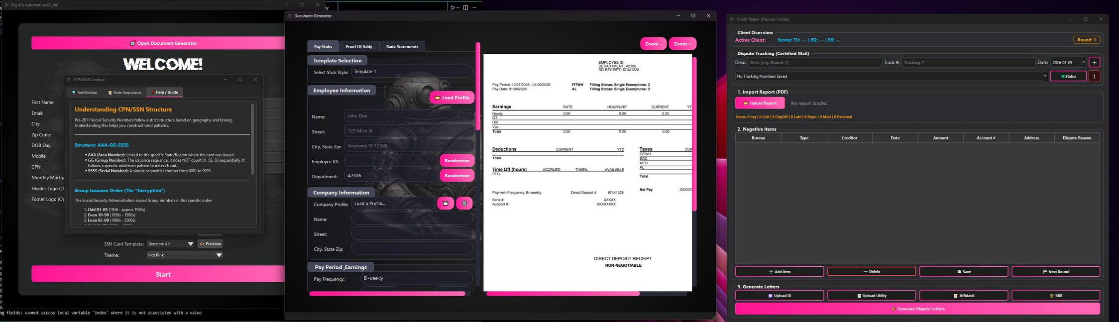 Big Al's Software Interface